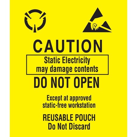 Decker Tape Products Label, DL9160, CAUTION STATIC ELECTRICITY, 3-1/2" X 3" DL9160